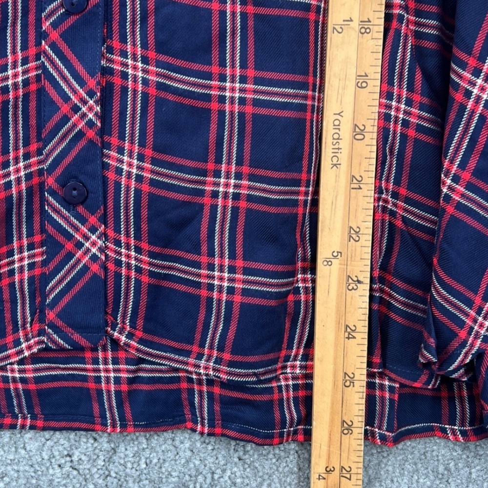 Zac & Rachel Plaid Button Down Shirt Size 2X Navy Red Rayon Lightweight NWT - Picture 8 of 10